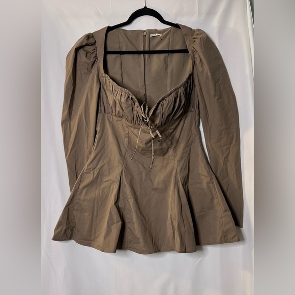 House of CB Carlina Mocha Long Sleeve Mini Dress Size Large - Picture 5 of 9